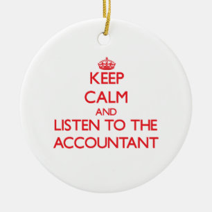 Kalm houden en luisteren naar de accountant keramisch ornament