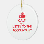 Kalm houden en luisteren naar de accountant keramisch ornament (Links)