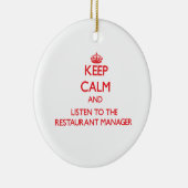 Kalm houden en luisteren naar Restaurantmanager Keramisch Ornament (Rechts)