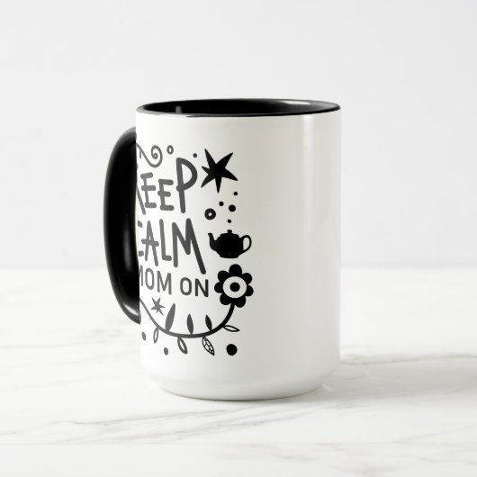 Kalm houden en Mam houden op rendy Citaat Mok (Voorkant links)