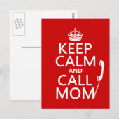 Kalm houden en mama bellen - alle kleuren briefkaart (Voorkant / Achterkant)