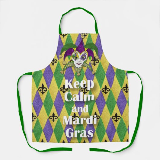 Kalm houden en Mardi Gras Harlequin Apron Schort (Voorkant)