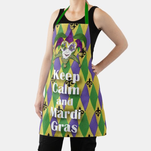 Kalm houden en Mardi Gras Harlequin Apron Schort (Insitu)