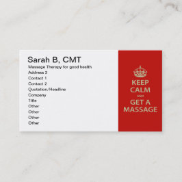 Kalm houden en massage halen afsprakenkaartje