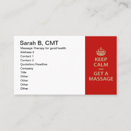 Kalm houden en massage halen afsprakenkaartje