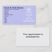 Kalm houden en massage halen afsprakenkaartje (Voorkant / Achterkant)