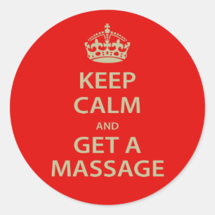 Kalm houden en massage halen ronde sticker