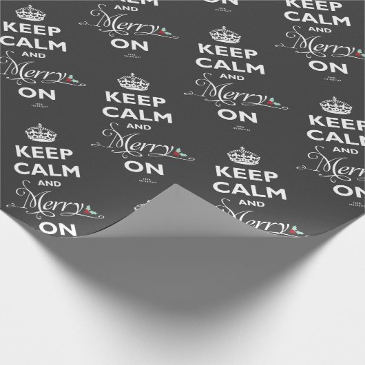 Kalm houden en Merry op Chalkboard Funny Holiday Cadeaupapier (Hoek)