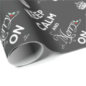 Kalm houden en Merry op Chalkboard Funny Holiday Cadeaupapier (Rol Hoek)
