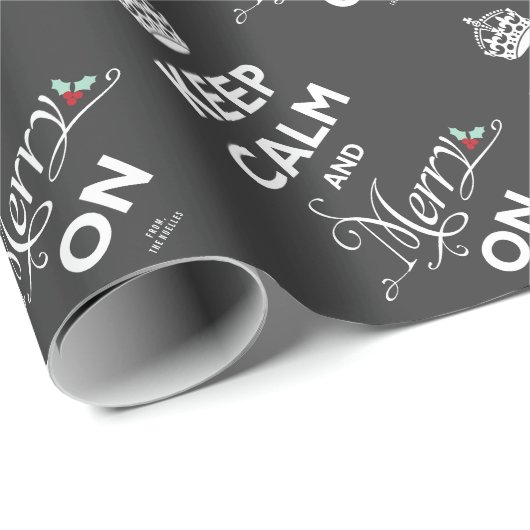 Kalm houden en Merry op Chalkboard Funny Holiday Cadeaupapier (Rol Hoek)