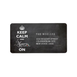 Kalm houden en Merry op Chalkboard Funny Holiday Etiket