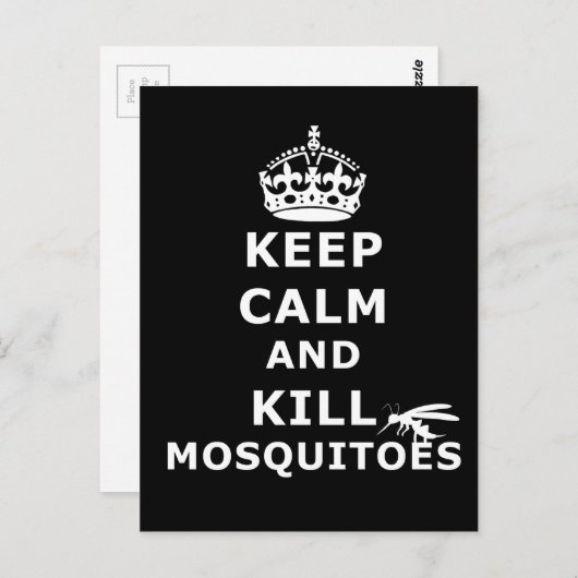 Kalm houden en muggen doden - muggen briefkaart (Voorkant / Achterkant)