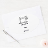 Kalm houden en naaien ovale sticker (Envelop)