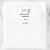 Kalm houden en naaien ovale sticker (Tas)