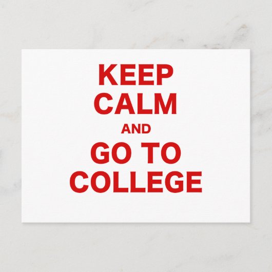 Kalm houden en naar college gaan briefkaart (Voorkant)