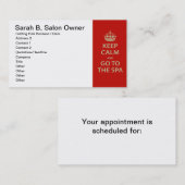 Kalm houden en naar de spa gaan afsprakenkaartje (Voorkant / Achterkant)