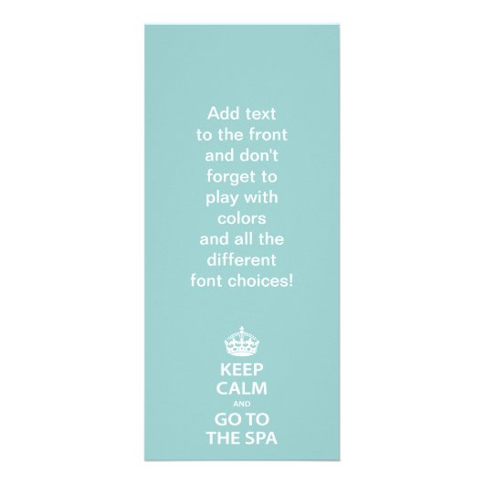 Kalm houden en naar de spa gaan reclamekaart (Voorkant)