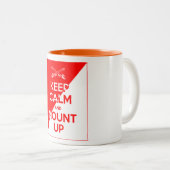 Kalm houden en omhoog koppelen tweekleurige koffiemok (Voorkant rechts)