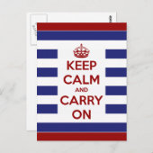 Kalm houden en op de blauwe en witte streep dragen briefkaart (Voorkant / Achterkant)