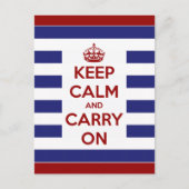 Kalm houden en op de blauwe en witte streep dragen briefkaart (Voorkant)