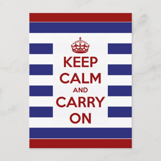 Kalm houden en op de blauwe en witte streep dragen briefkaart (Voorkant)