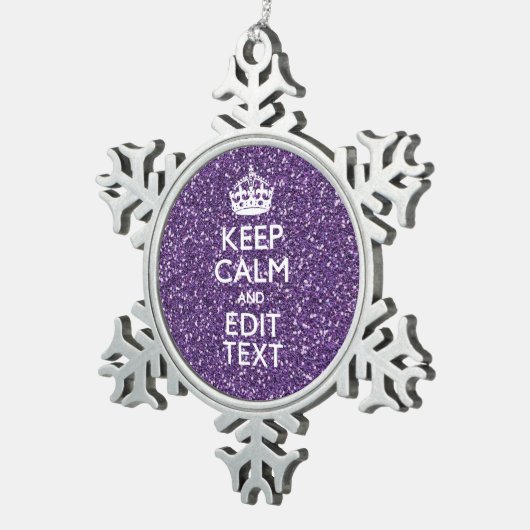 Kalm houden en Paarse Mauve Tin Sneeuwvlok Ornament (Rechts)