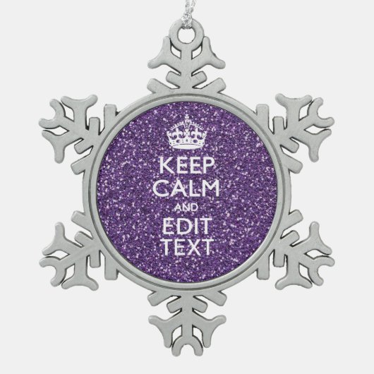 Kalm houden en Paarse Mauve Tin Sneeuwvlok Ornament (Voorkant)