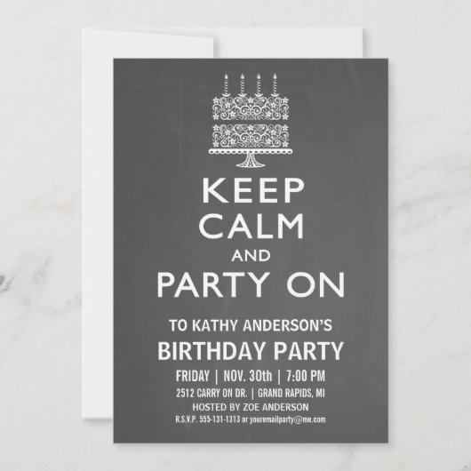 Kalm houden en Partij op de Uitnodiging van de Dag (Voorkant)