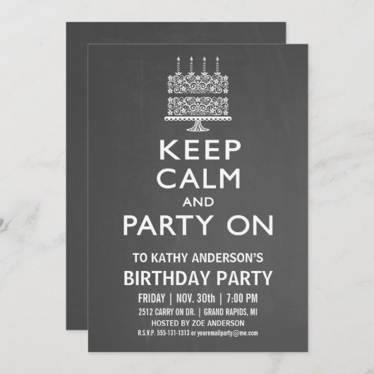 Kalm houden en Partij op de Uitnodiging van de Dag (Voorkant / Achterkant)