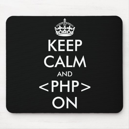 Kalm houden en PHP op Mousepad houden | Geeky humo Muismat (Voorkant)