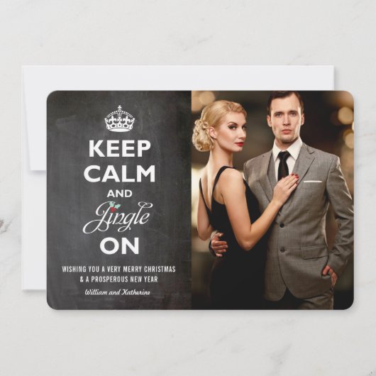 Kalm houden en pingelen op het kerstfeest. feestdagenkaart (Voorkant)
