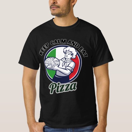Kalm houden en Pizza eten T-shirt (Voorkant)