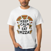 Kalm houden en Pizza eten T-shirt (Voorkant)