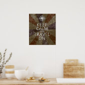 Kalm houden en reizen aan poster (Keuken)
