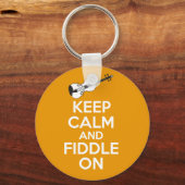 Kalm houden en ronddraaien op viool op Sinaasappel Sleutelhanger (Voorkant)