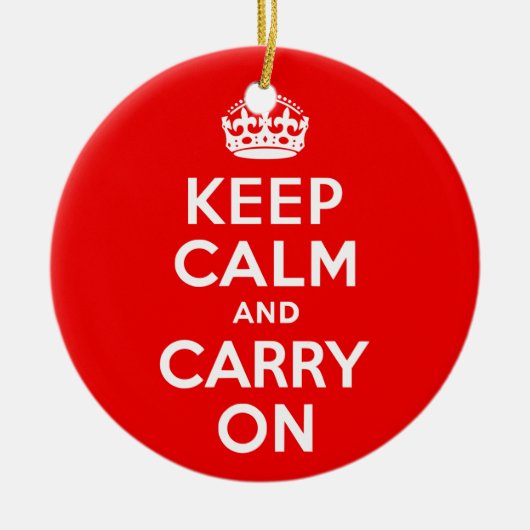 Kalm houden en rood doorvoeren keramisch ornament (Voorkant)