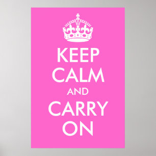 Kalm houden en Roos roze afdrukken Poster