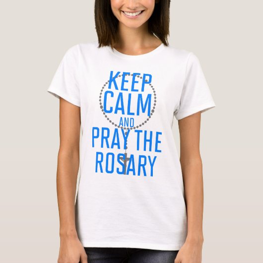 Kalm houden en Rosary bidden T-shirt (Voorkant)