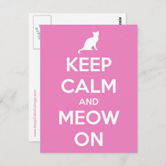 Kalm houden en roze houden briefkaart (Voorkant / Achterkant)