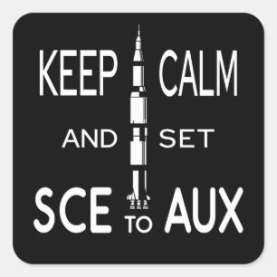 Kalm houden en SCE als Saturn to Rocket Science in Vierkante Sticker