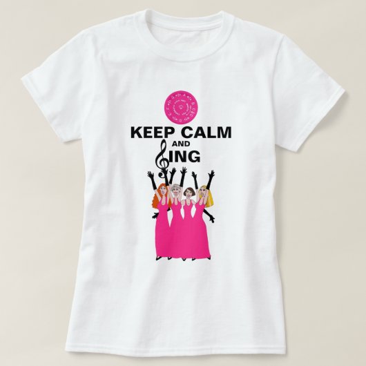 Kalm houden en Sing Barbershop Vrouwen Roze T-shirt (Design voorkant)