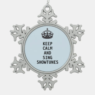 Kalm houden en Sing Showtunes Tin Sneeuwvlok Ornament