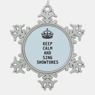 Kalm houden en Sing Showtunes Tin Sneeuwvlok Ornament