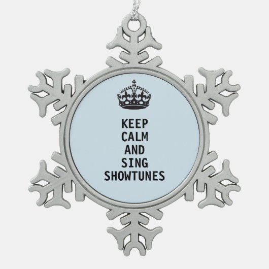 Kalm houden en Sing Showtunes Tin Sneeuwvlok Ornament (Voorkant)