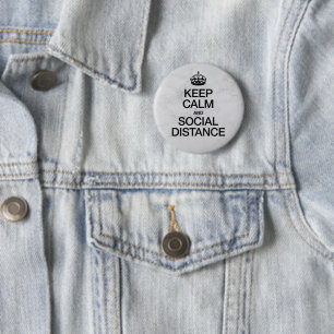 Kalm houden en Sociale Afstand Ronde Button 5,7 Cm