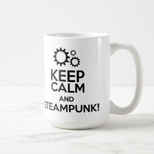 Kalm houden en Steampunk Koffiemok (Rechts)