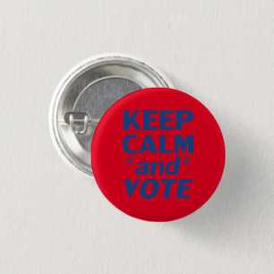 " kalm houden en stemmen " blauw , rood - ronde button 3,2 cm