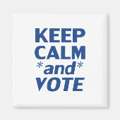 " kalm houden en stemmen " blauw , wit - magneet (Voorkant)