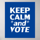"Kalm houden en stemmen" wit, blauw Poster (Voorkant)