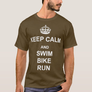 Kalm houden en Swim Bike Run White T-shirt